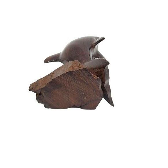 DOLPHIN Hand Carved Ironwood Small Standing Dolphin Figurine 8" - Picture 4 of 5